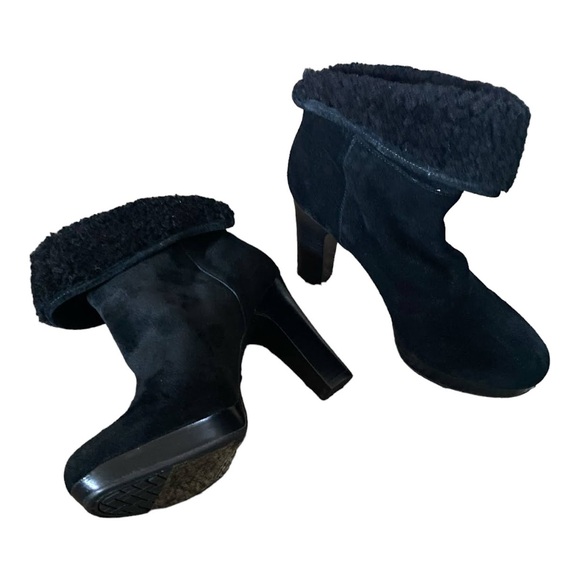 UGG PURE Leather Ankle Boots Women's US 9 100% Wool Sock Lining Heel - Picture 5 of 10